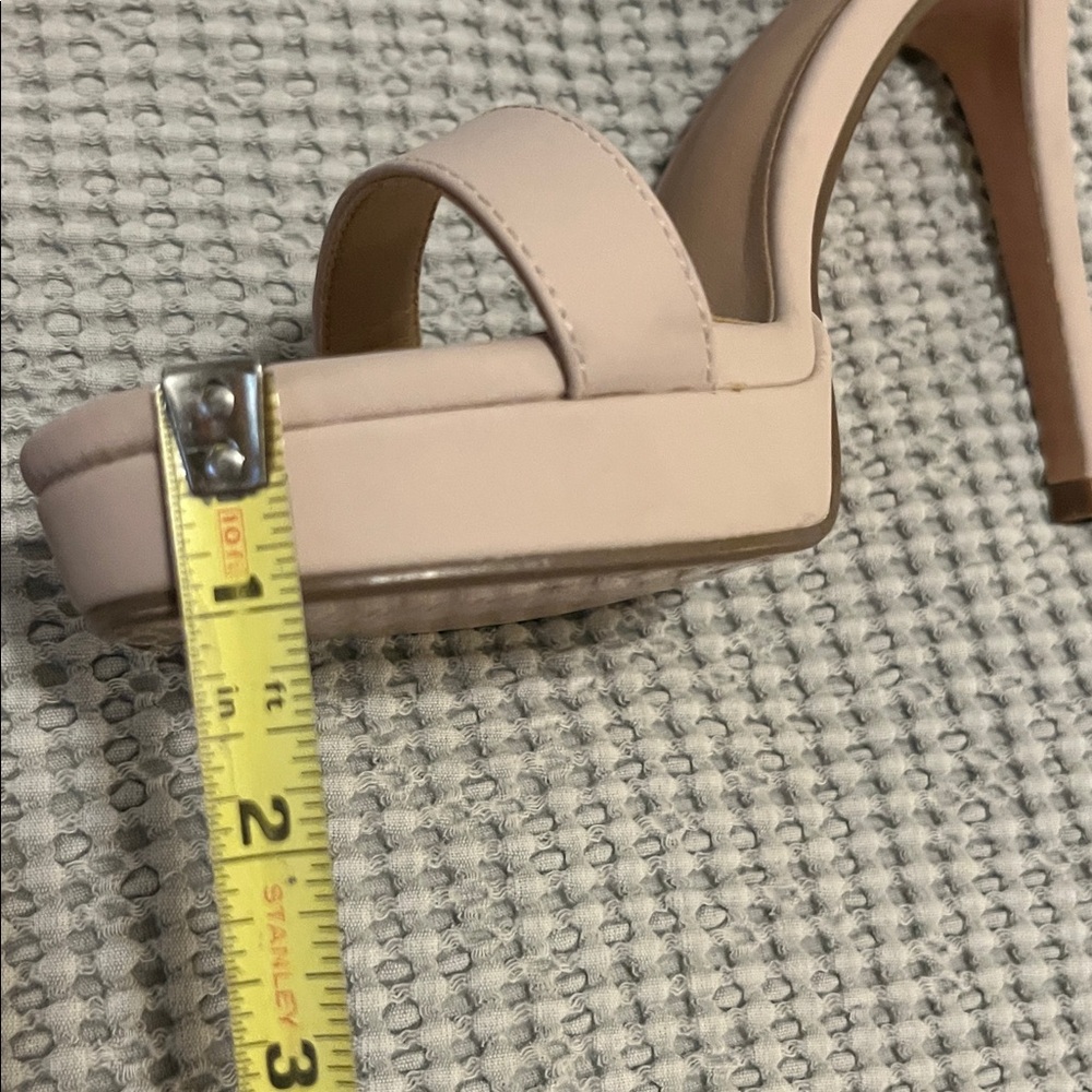 IDIFU Beige Nude Neutral Faux Suede Stiletto Platform Ankle Strap Open Toe Shoe - Picture 9 of 15
